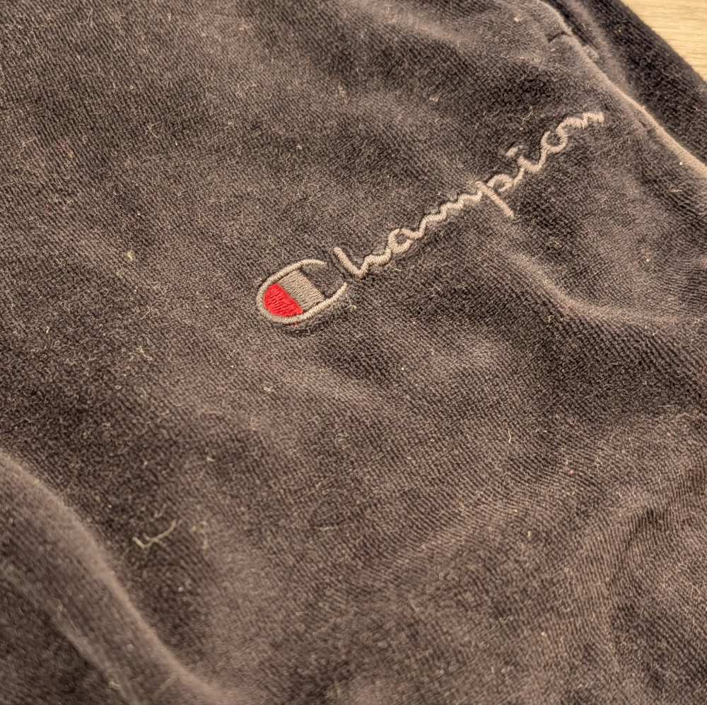 Champion Black with Red Accent Velour Track Pant
